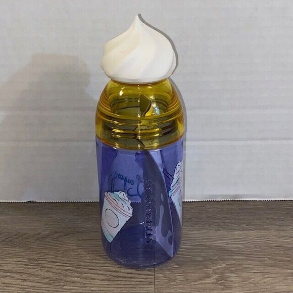 Starbucks Rare Whipped Cream Water Bottle 443 mL Purple Yellow Layers of Fun